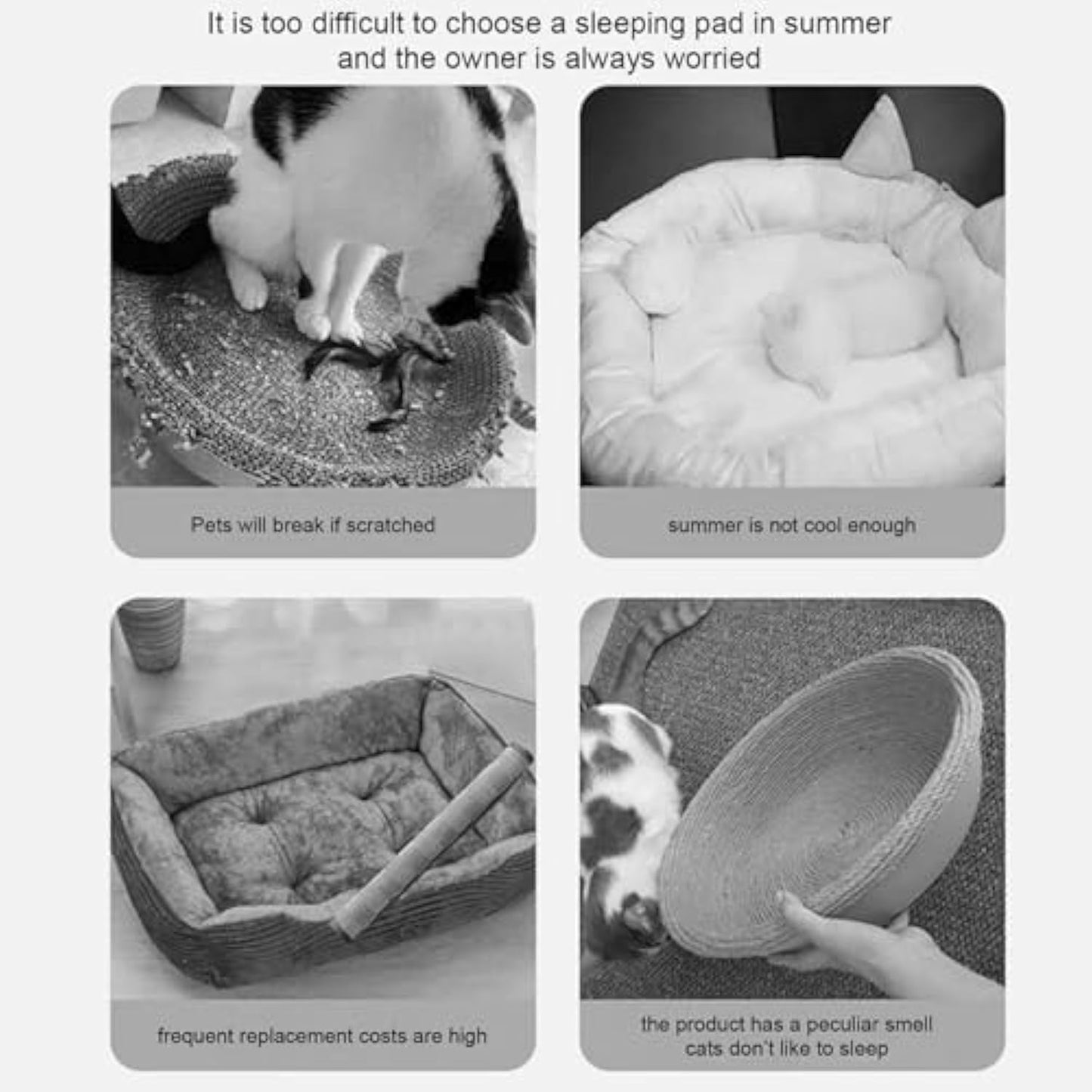 Cooling Mat for Cats - Rattan Pet Bed with Breathable Cushion and Summer Mattress