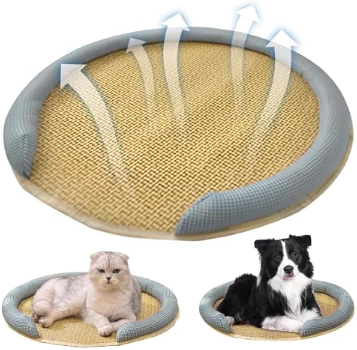 Cooling Mat for Cats - Rattan Pet Bed with Breathable Cushion and Summer Mattress