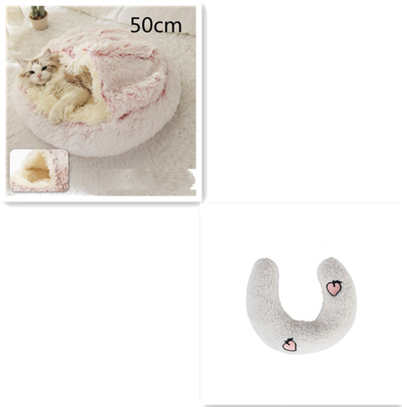 2 in 1 Dog and Cat Bed Pet Winter Bed round Plush Warm Bed House Soft Long Plush Pets Bed Pet Products
