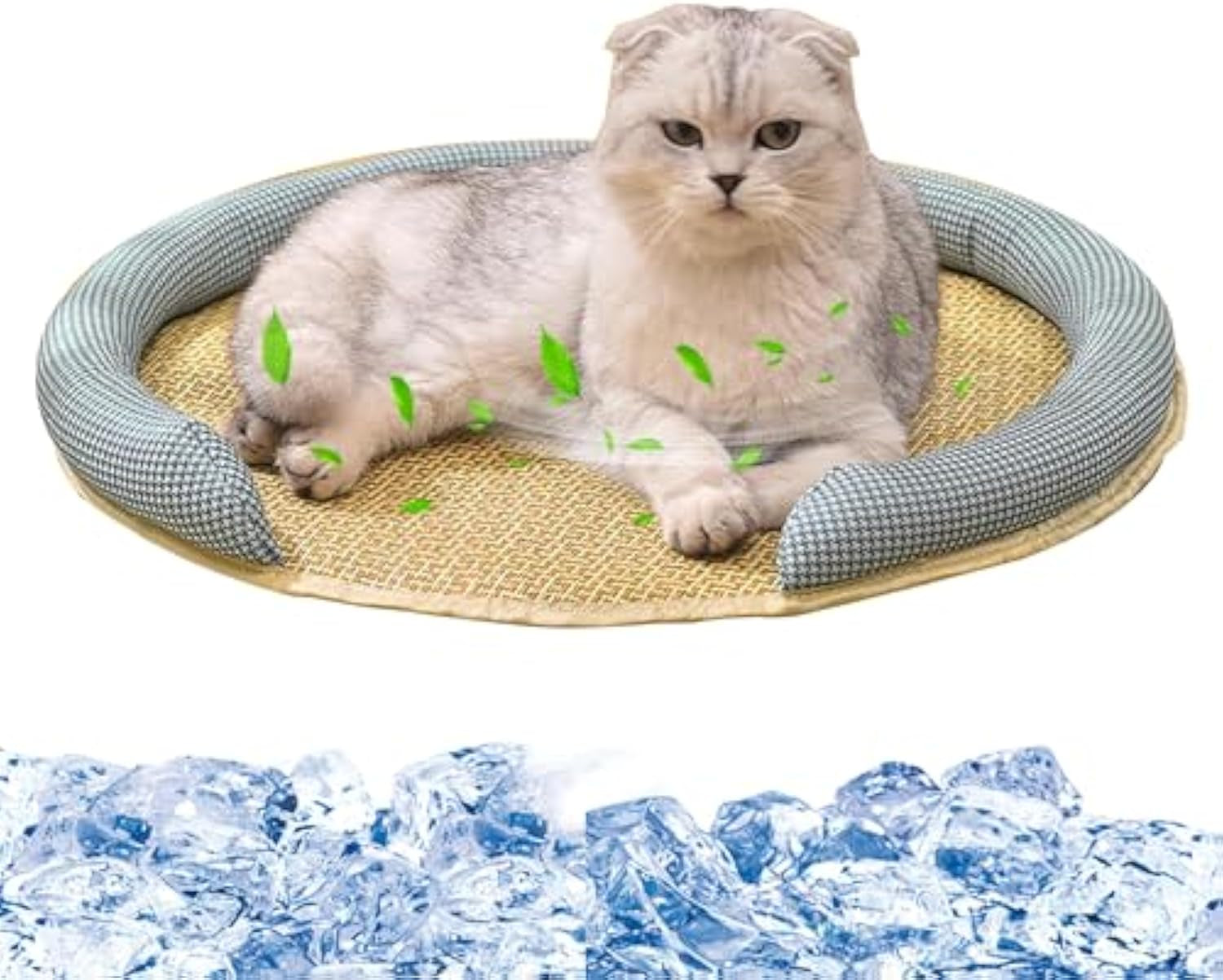 Cooling Mat for Cats - Rattan Pet Bed with Breathable Cushion and Summer Mattress